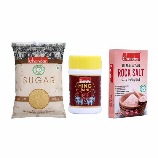 Combo Salt and Sweetner and Spices Brown Sugar and Rock Salt and Hing